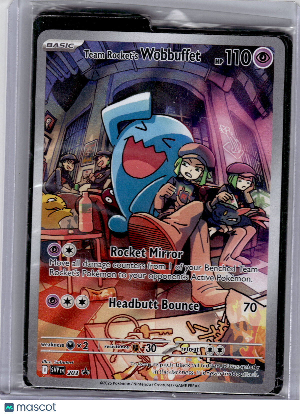 2025 PKMN—Team Rocket's Wobbuffet #203 Scarlet & Violet—Black Star Promo(Sealed)