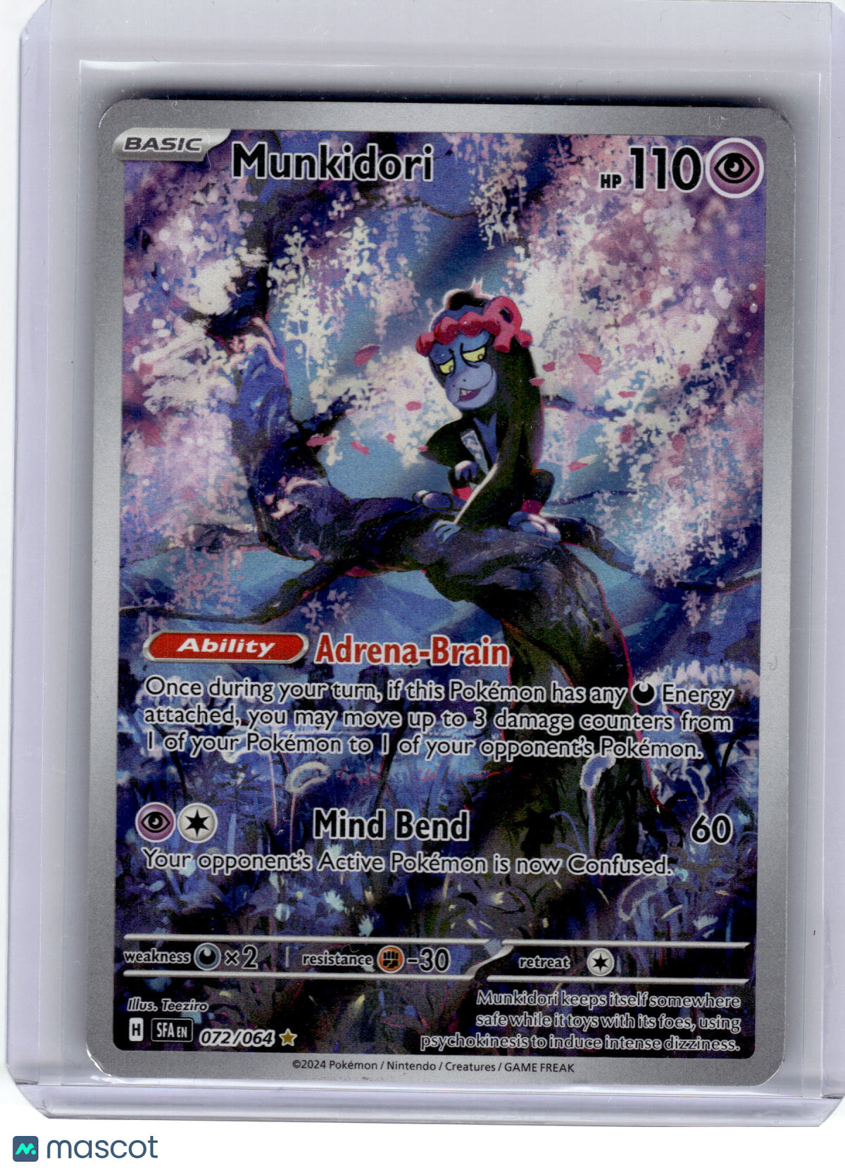2024 Pokemon—Munkidori #72 Shrouded Fable—Illustration Rare Holo Near Mint