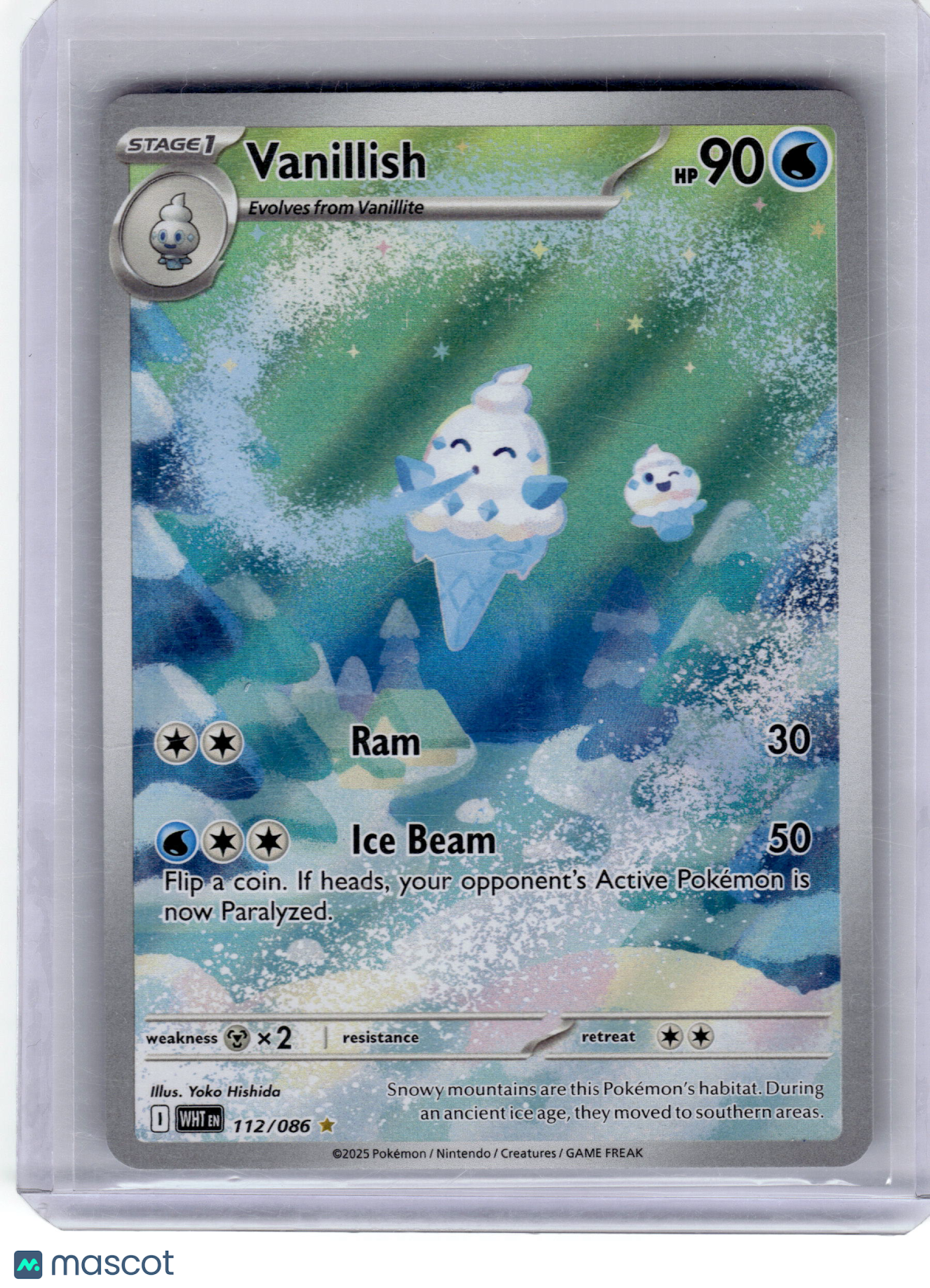 2025 Pokemon—Vanillish #112 White Flare—Illustration Rare Near Mint
