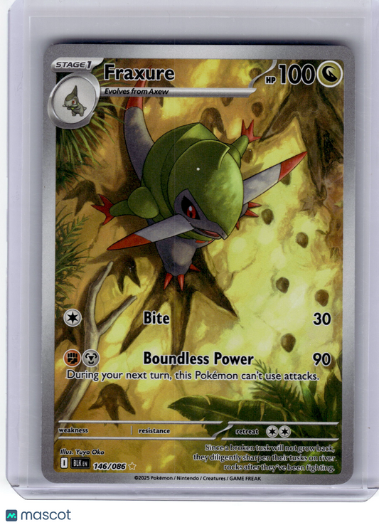2025 Pokemon—Fraxure #146 Black Bolt—Illustration Rare Near Mint
