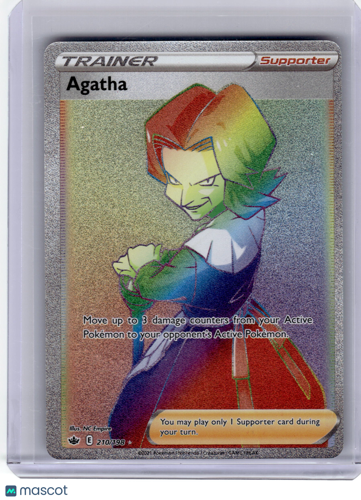 2021 Pokemon—Agatha #210 Chilling Reign—Secret Rare Holo Near Mint