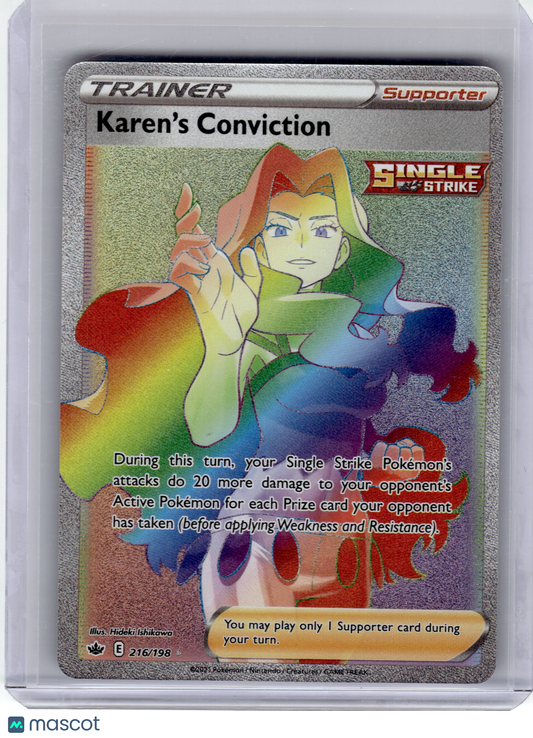 2021 Pokemon—Karen's Conviction #216 Chilling Reign—Secret Rare Holo Near Mint
