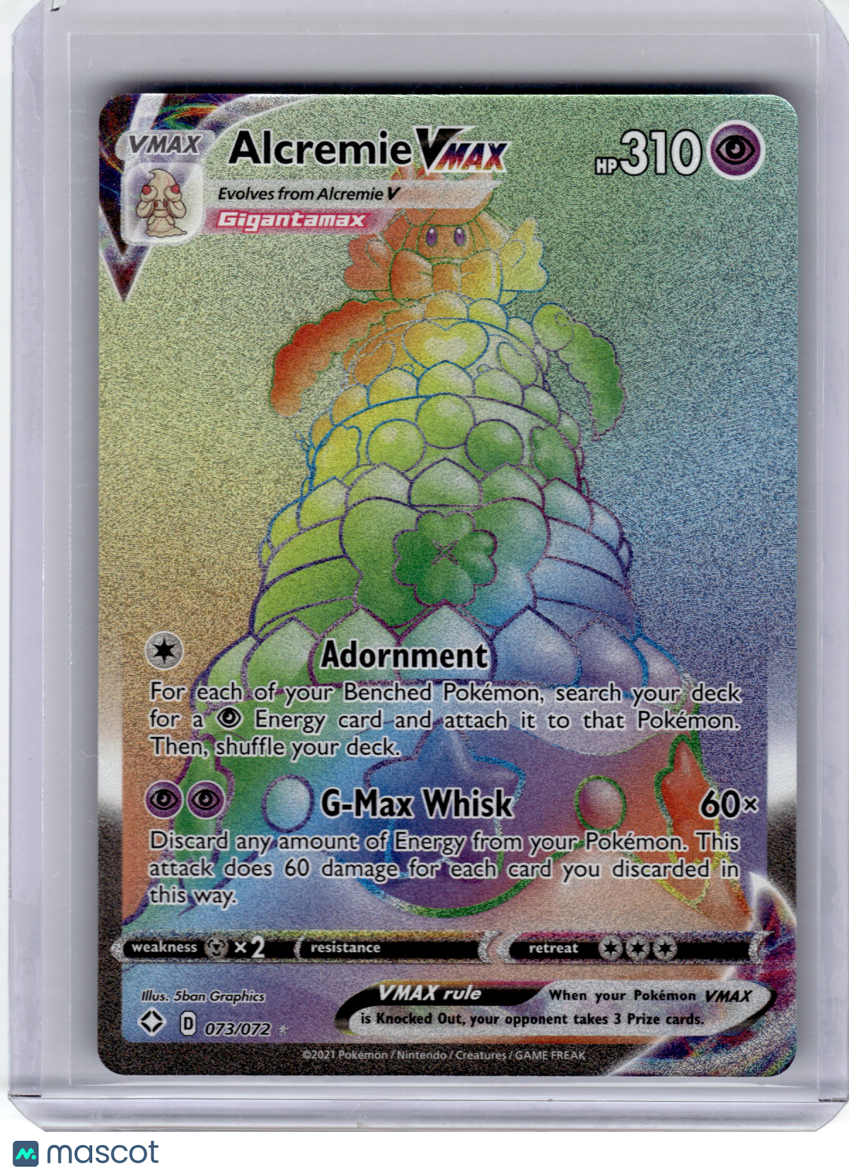 2021 Pokemon—Alcremie VMAX #73 Shining Fates—Secret Rare Holo Near Mint