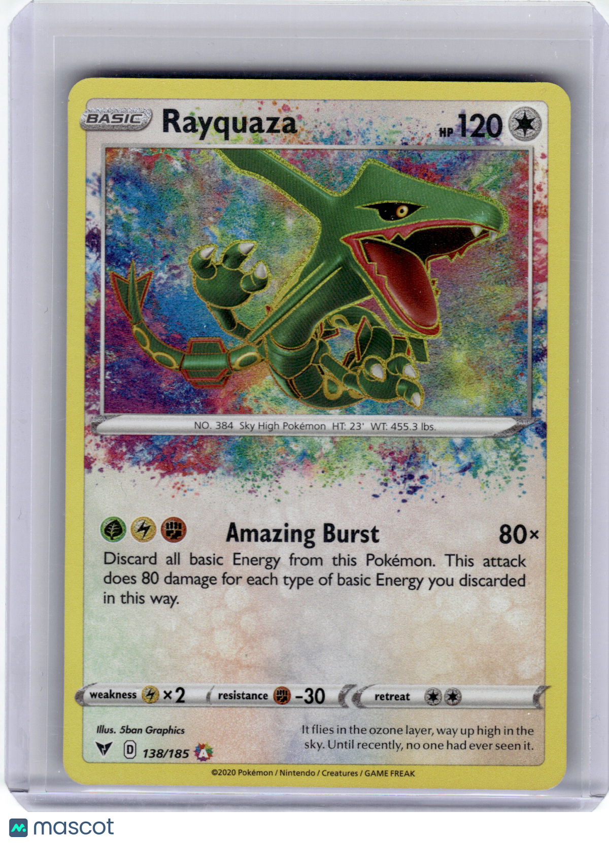 2020 Pokemon—Rayquaza #138 Vivid Voltage—Amazing Rare Holo Near Mint