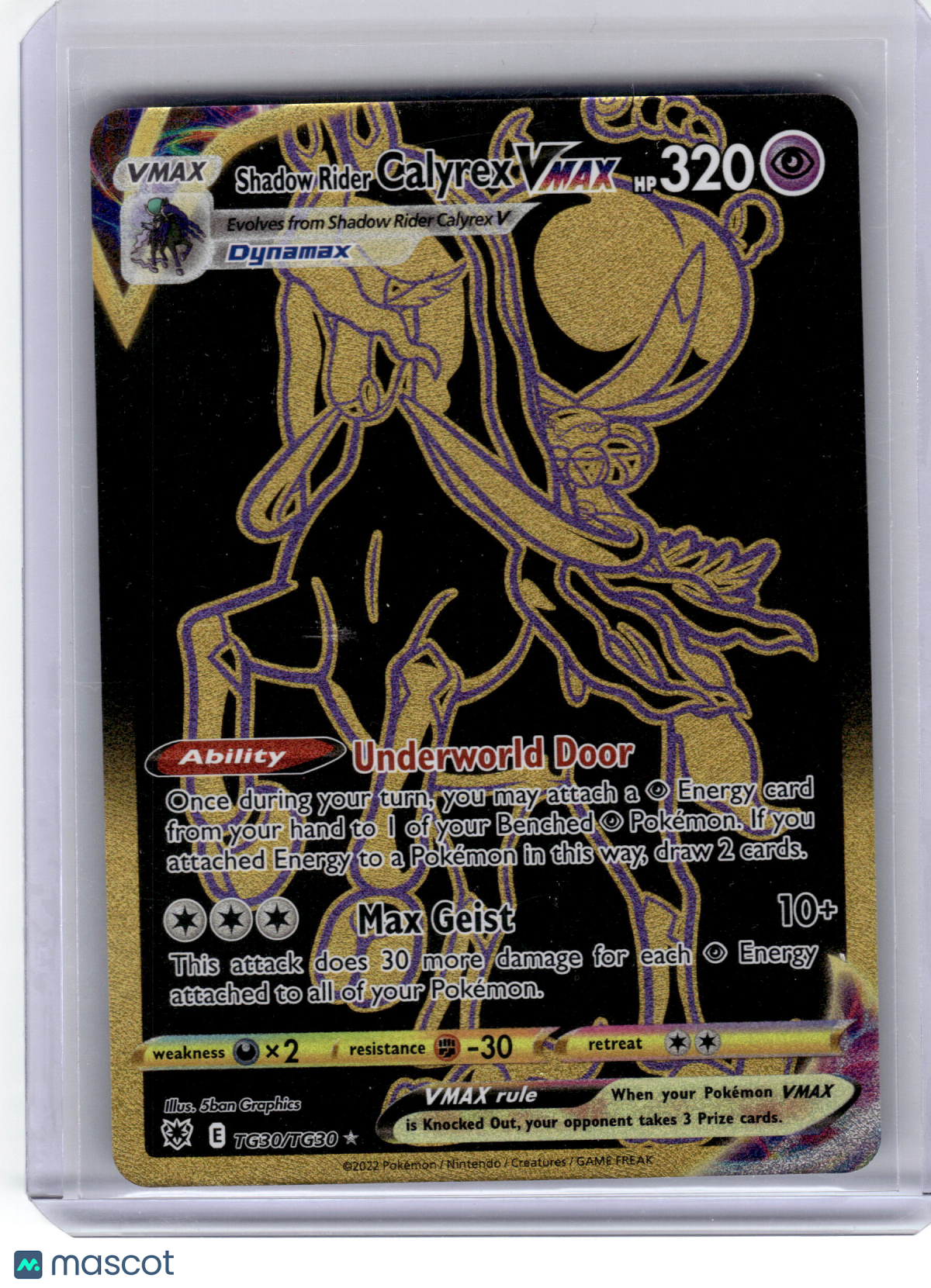 2022 PKMN—Shadow Rider Calyrex VMAX TG30 Astral Radiance Trainer Gallery—Gold