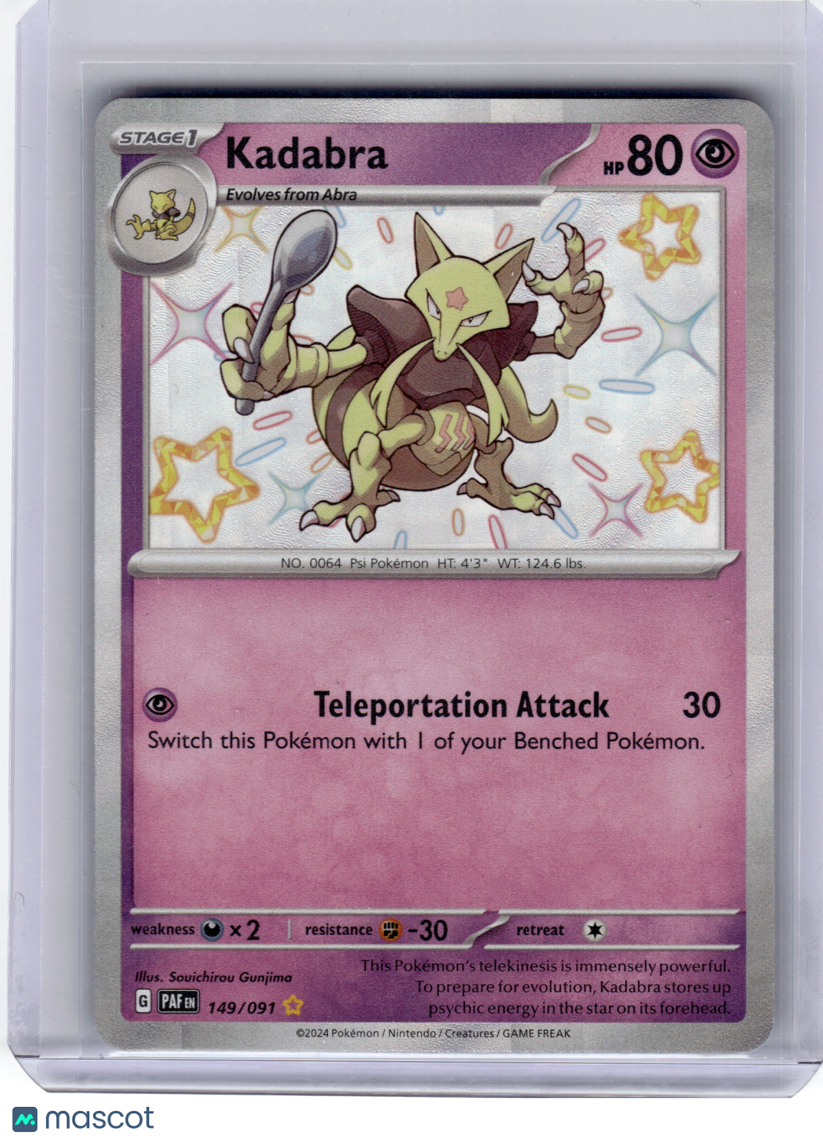 2024 Pokemon—Kadabra #149 Paldean Fates—Shiny Rare Holo Near Mint