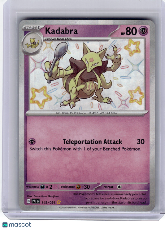 2024 Pokemon—Kadabra #149 Paldean Fates—Shiny Rare Holo Near Mint