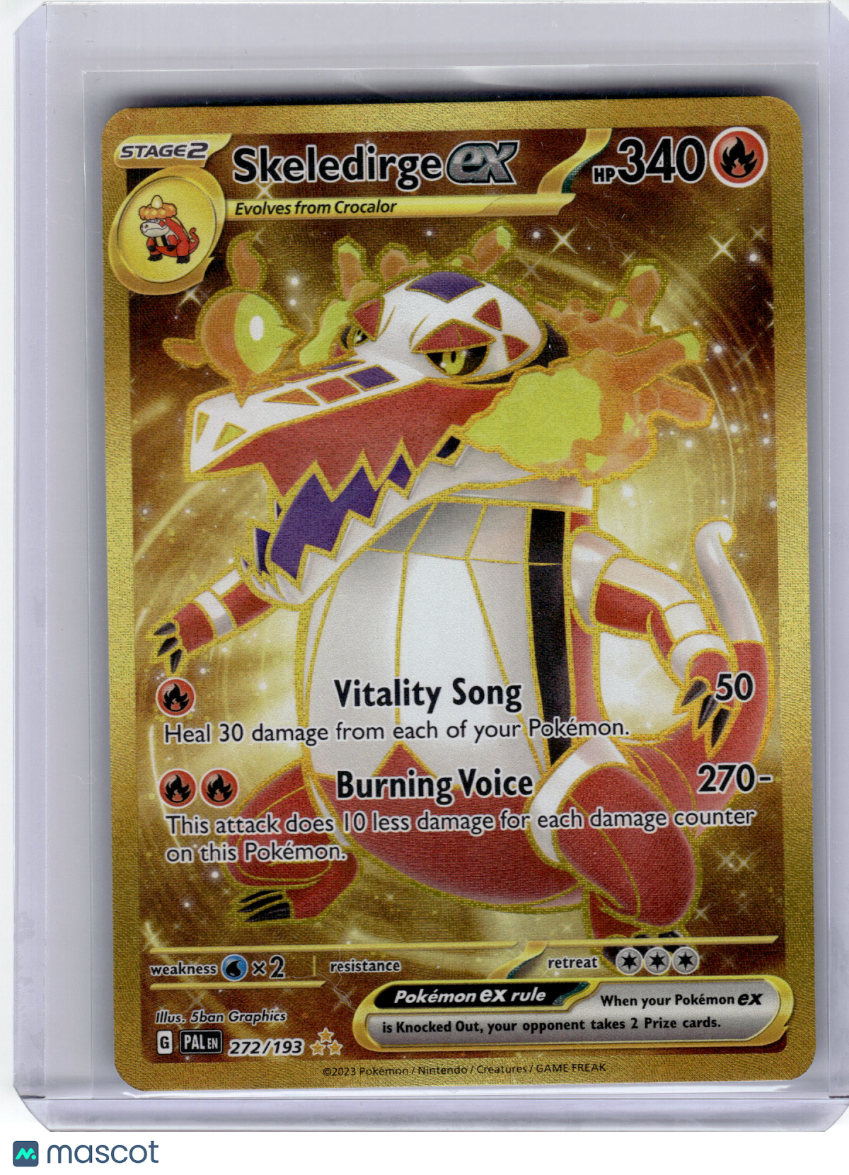 2023 Pokemon—Skeledirge EX #272 Paldea Evolved—Hyper Rare Gold Near Mint