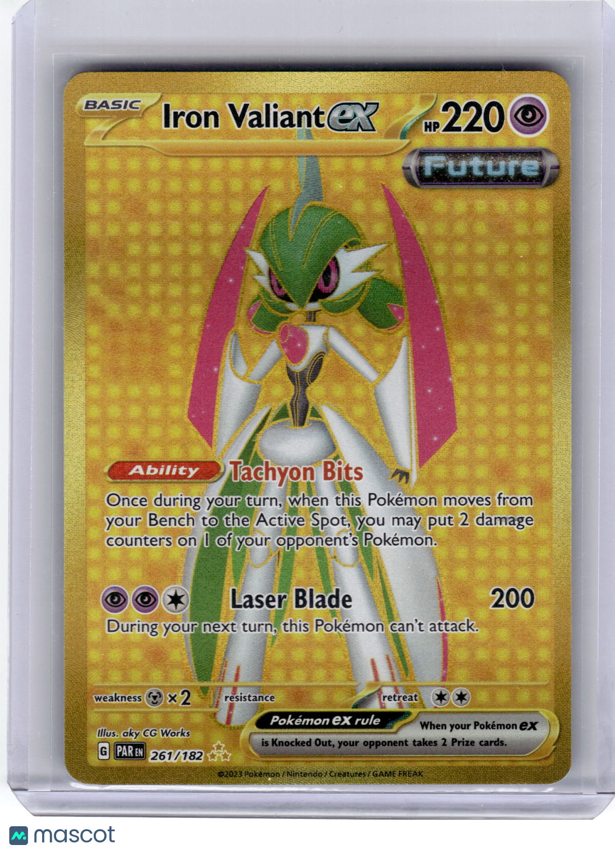 2023 Pokemon—Iron Valiant EX #261 Paradox Rift—Hyper Rare Gold Near Mint