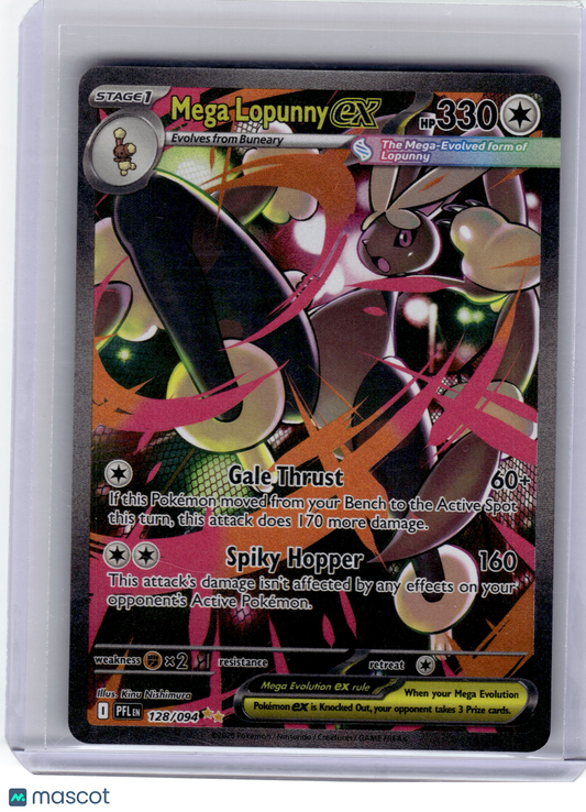 2025 Pokemon—Mega-Lopunny EX #128 Phantasmal Flames—Ultra Rare Holo Near Mint