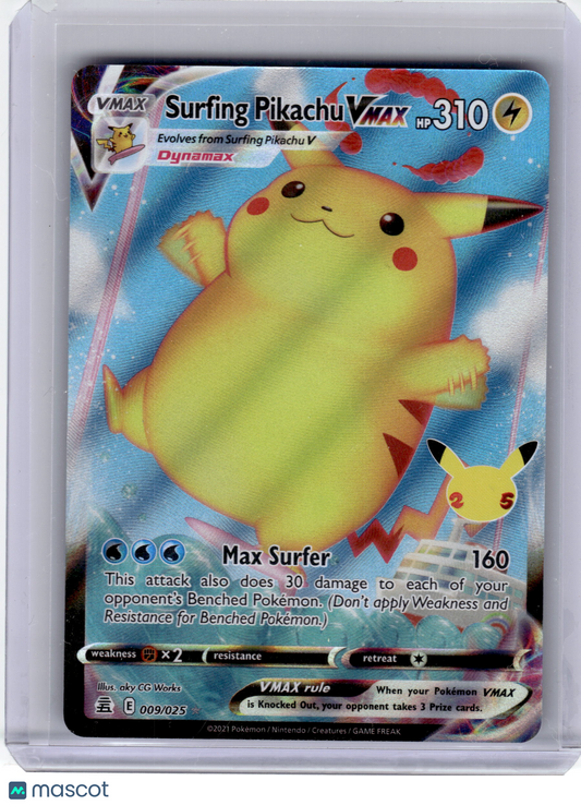 2021 Pokemon—Surfing Pikachu VMAX #9 Celebrations: Classic Collection—Rare NM