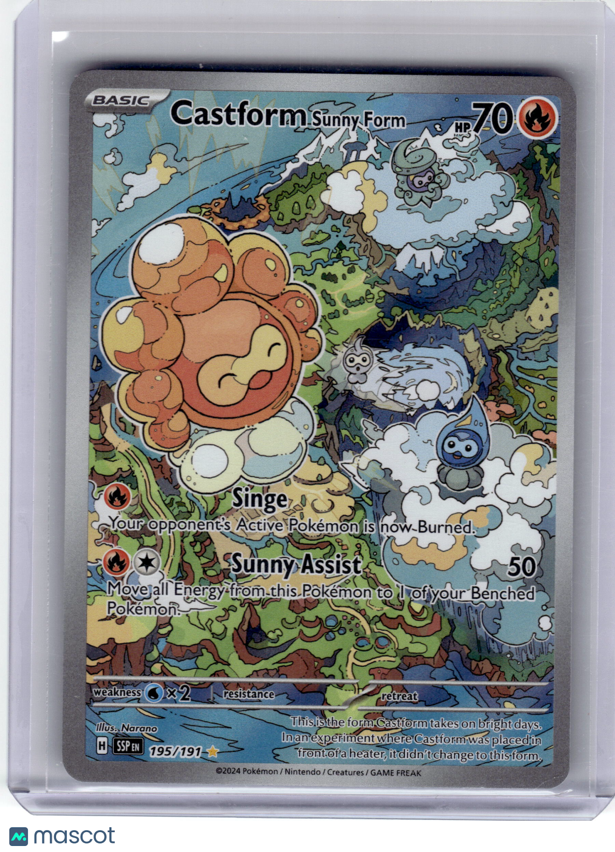 2024 Pokemon—Castform Sunny Form #195 Surging Sparks—Illustration Rare Holo