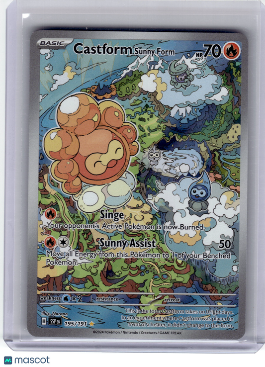 2024 Pokemon—Castform Sunny Form #195 Surging Sparks—Illustration Rare Holo