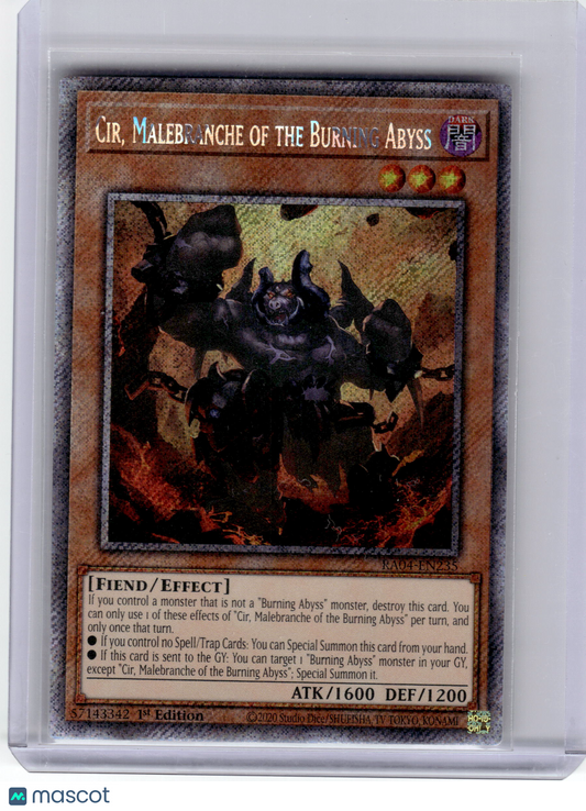 2025 YuGiOh TCG—Cir, Malebranche of the Burning Abyss RA04-EN235 QCS—QCSR 1st Ed