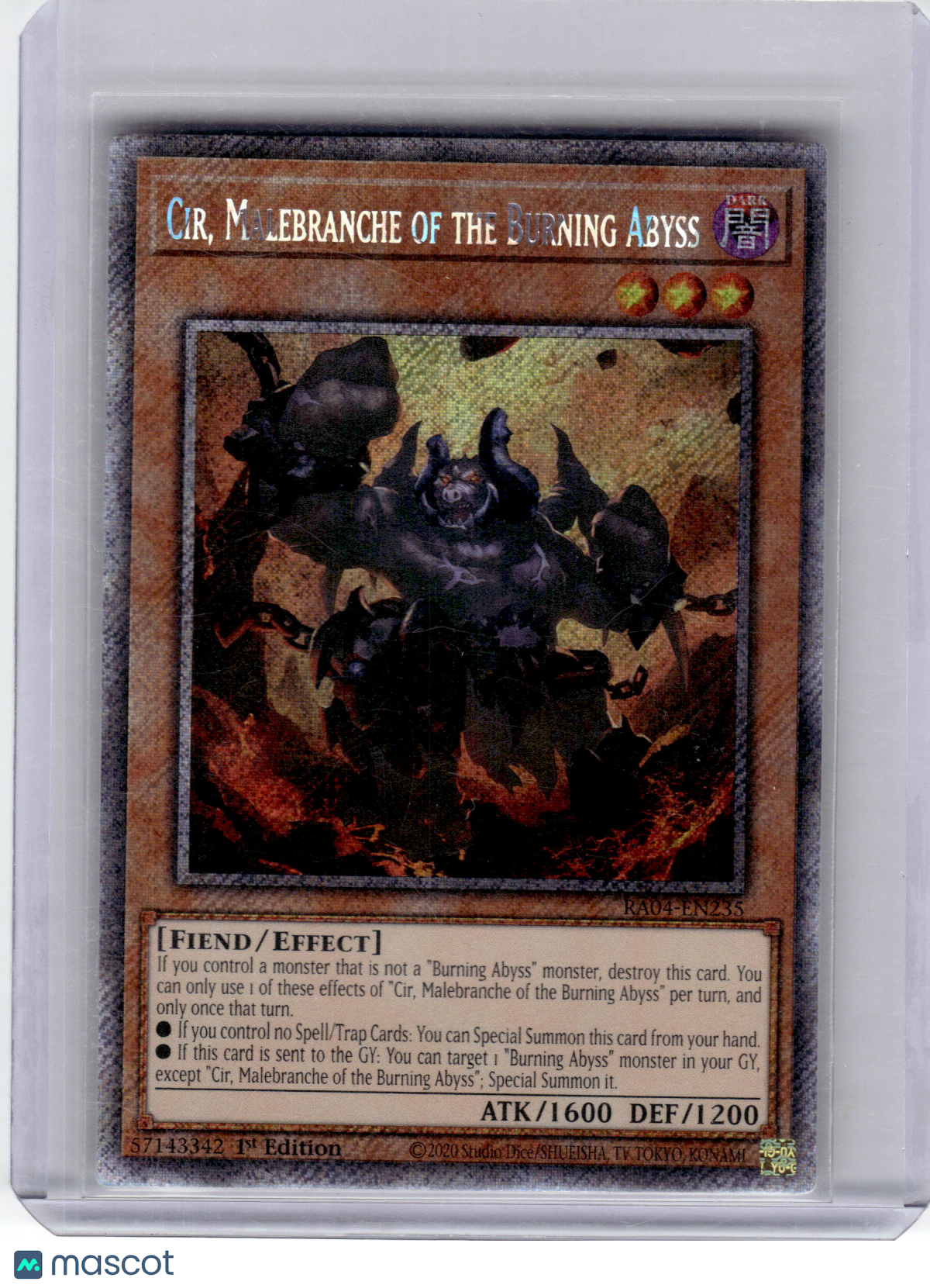 2025 YuGiOh TCG—Cir, Malebranche of the Burning Abyss RA04-EN235 QCS—QCSR 1st Ed