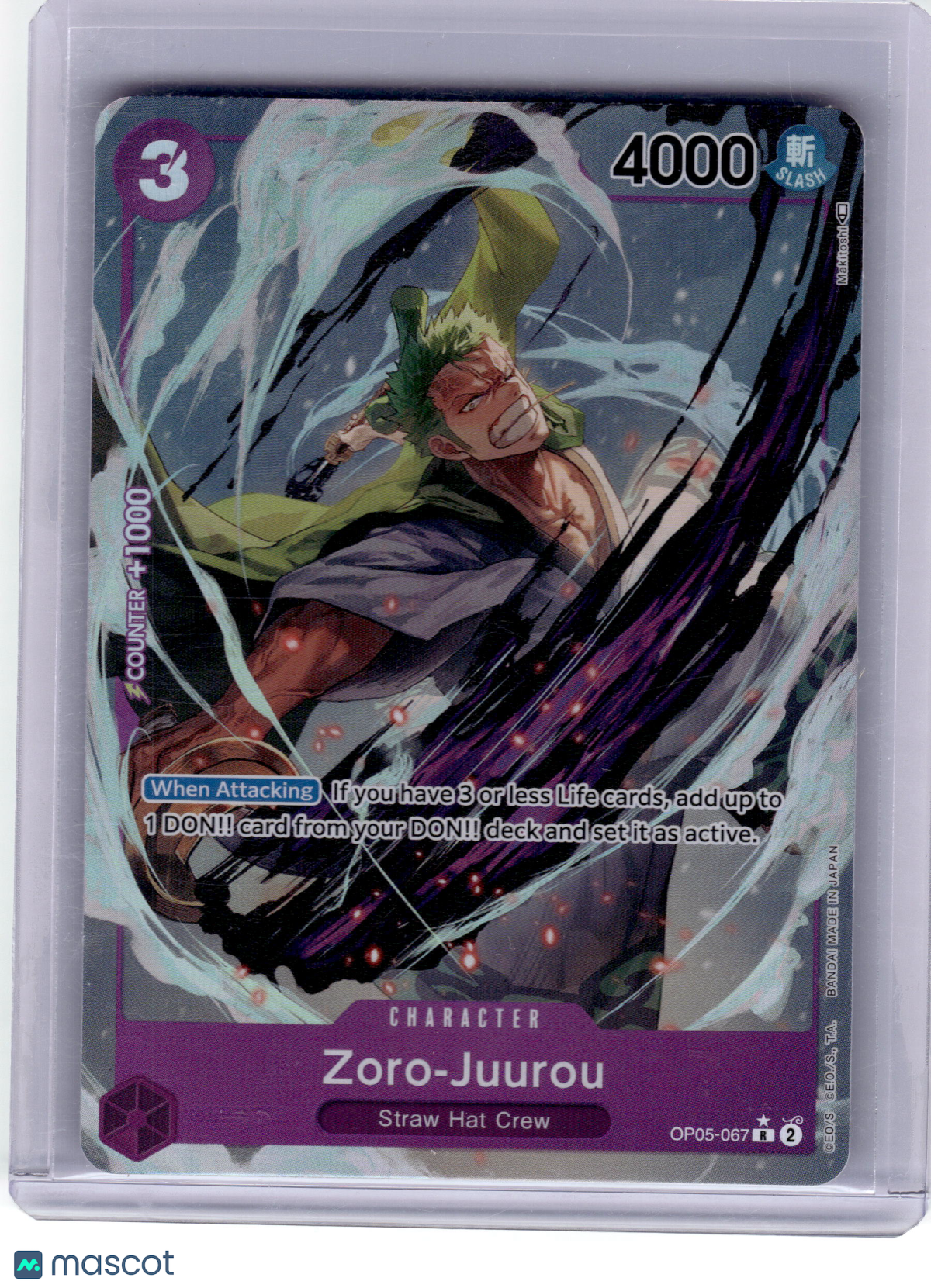 2023 One Piece—Zoro-Juurou #OP05-067 Awakening of the New Era—Rare Foil Alt Art