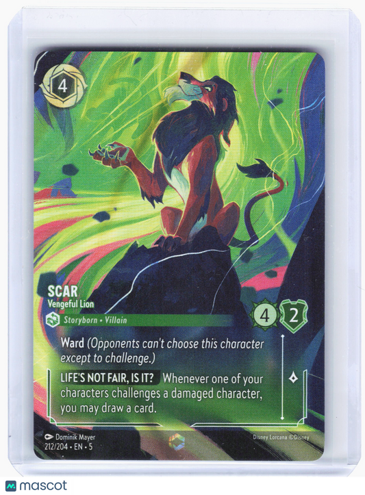 2024 Disney Lorcana—Scar - Vengeful Lion #212 Shimmering Skies—Enchanted Holo