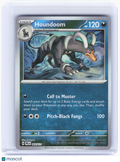2025 Pokemon—Houndoom #063/131 Prismatic Evolutions—Holo (Master Ball Pattern)