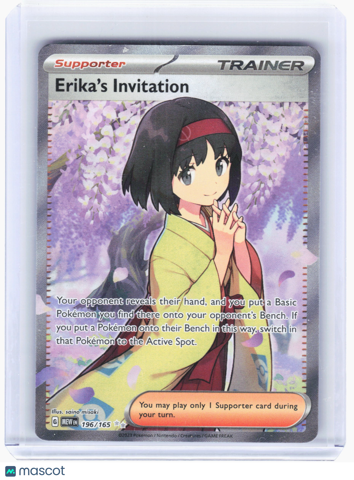 2023 Pokemon—Erika's Invitation #196/165 Scarlet & Violet 151—Ultra Rare Holo
