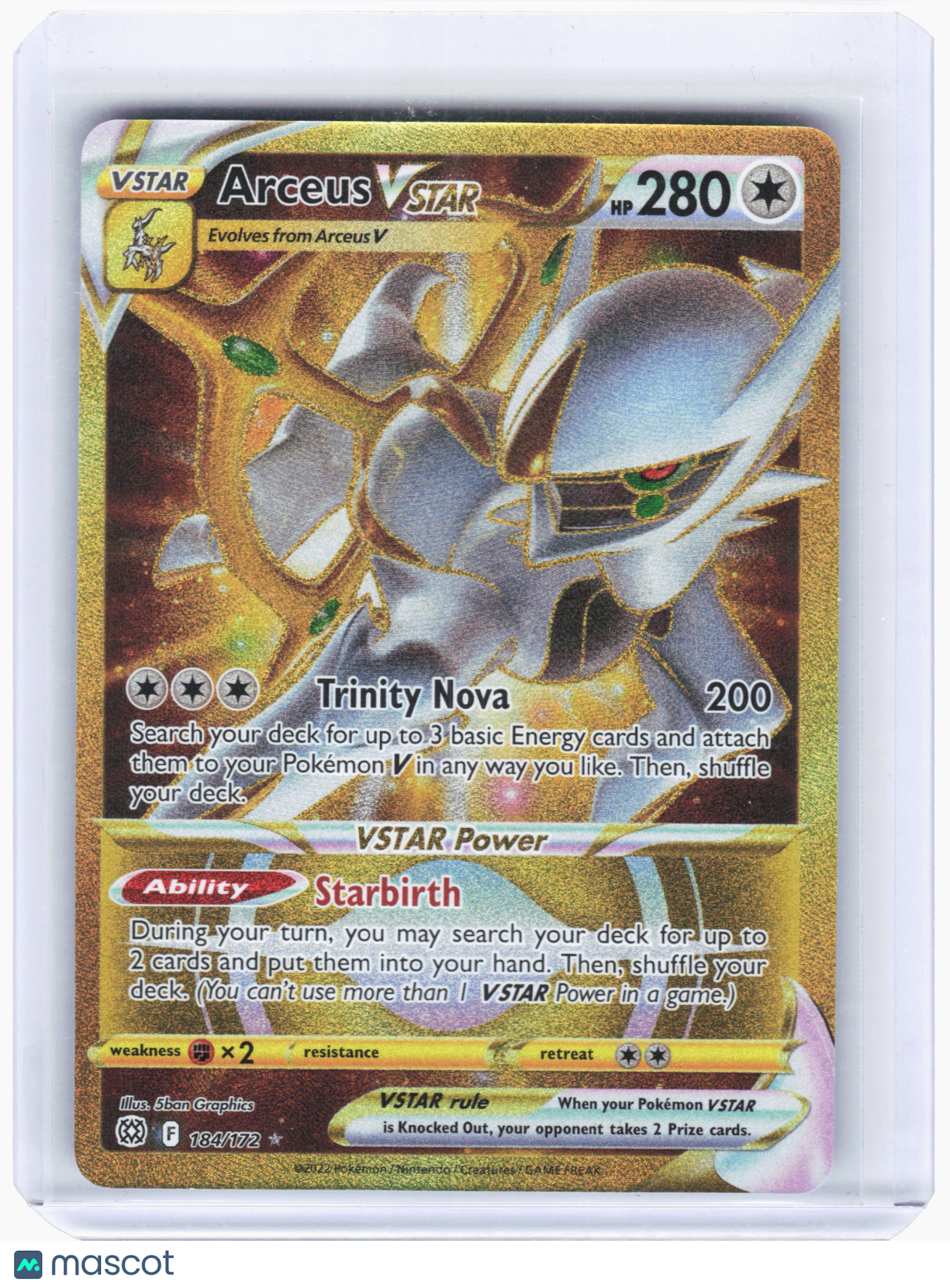2022 Pokemon—Arceus VSTAR #184/172 Brilliant Stars—Secret Rare Holo