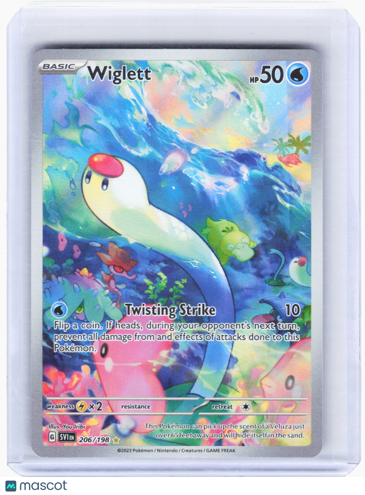 2023 Pokemon—Wiglett #206/198 Scarlet & Violet Base Set—Illustration Rare Foil