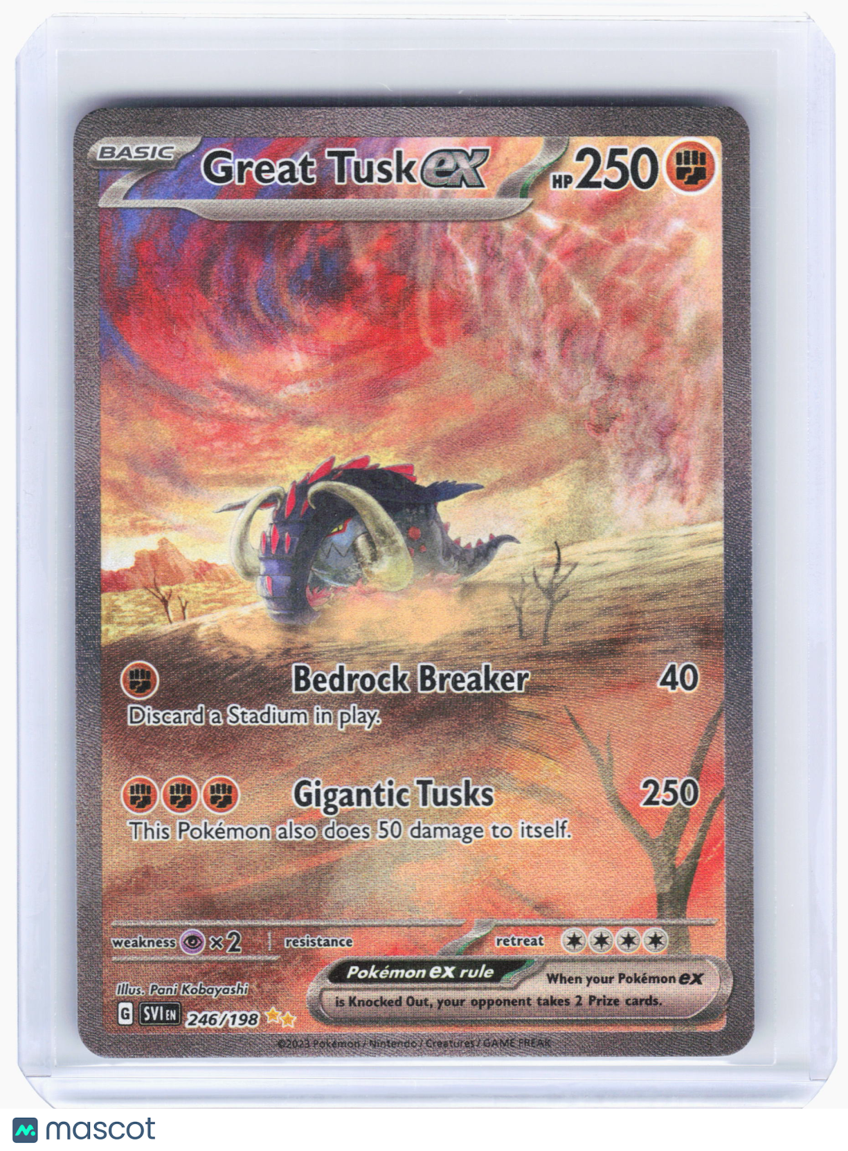 2023 Pokemon—Great Tusk ex #246/198 Scarlet & Violet Base Set—SIR Holo