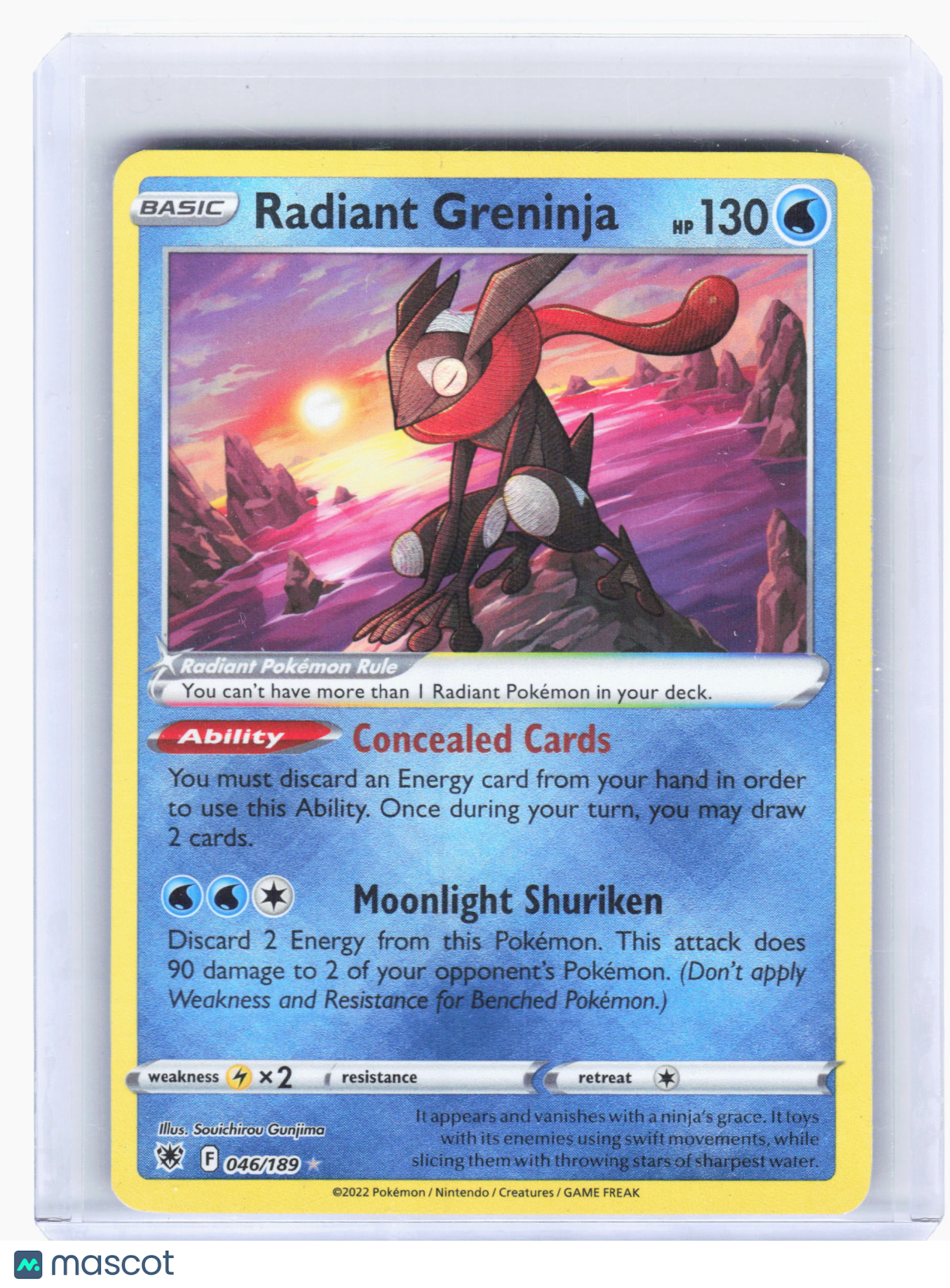 2022 Pokemon—Radiant Greninja #046/189 Astral Radiance—Radiant Rare Holo