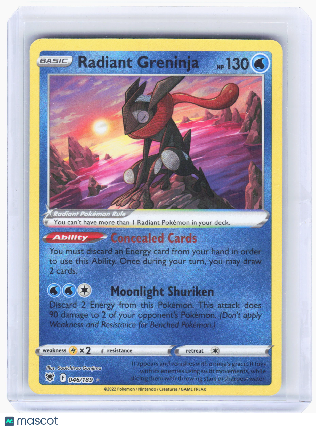 2022 Pokemon—Radiant Greninja #046/189 Astral Radiance—Radiant Rare Holo