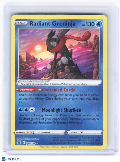 2022 Pokemon—Radiant Greninja #046/189 Astral Radiance—Radiant Rare Holo