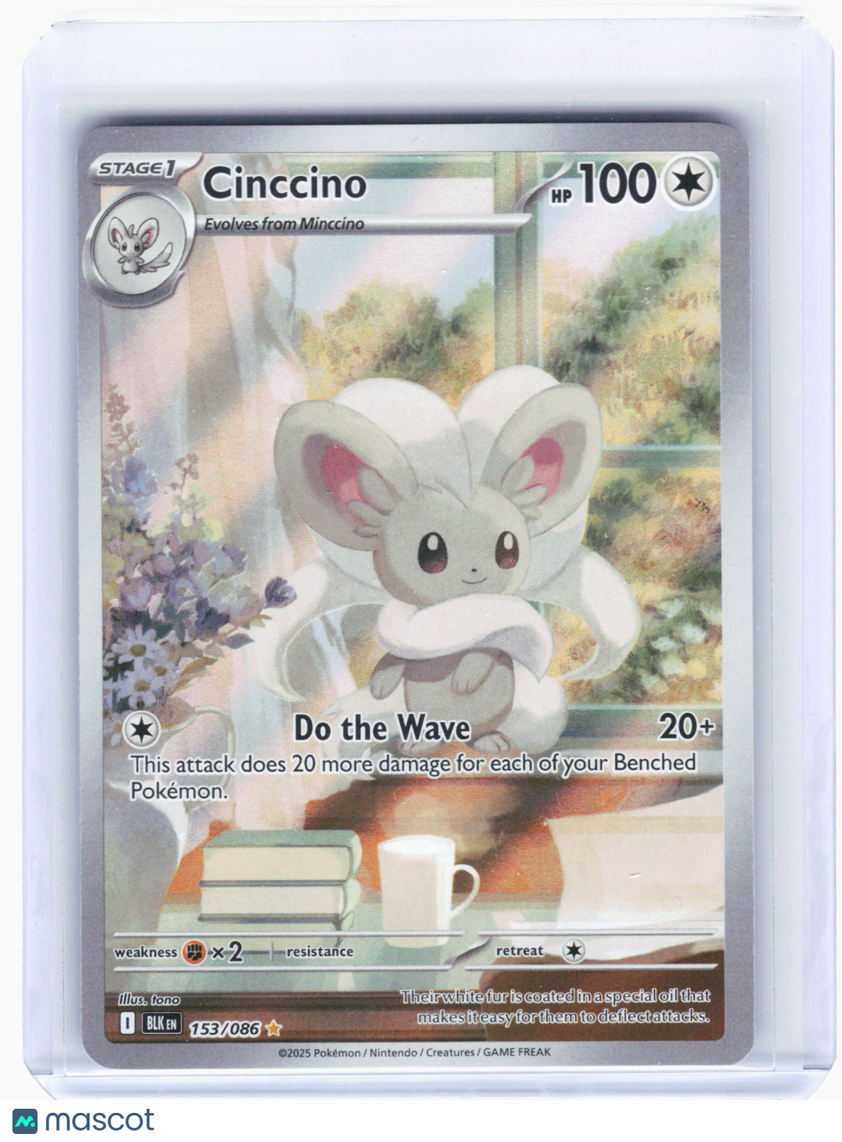 2025 Pokemon—Cinccino #153/086 Black Bolt—Illustration Rare Foil