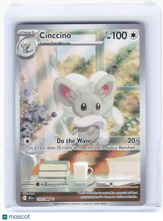 2025 Pokemon—Cinccino #153/086 Black Bolt—Illustration Rare Foil