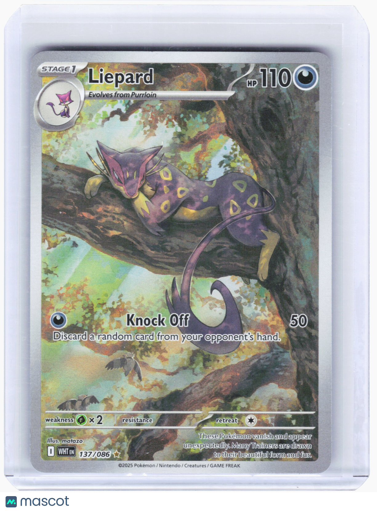 2025 Pokemon—Liepard #137/086 White Flare—Illustration Rare Foil