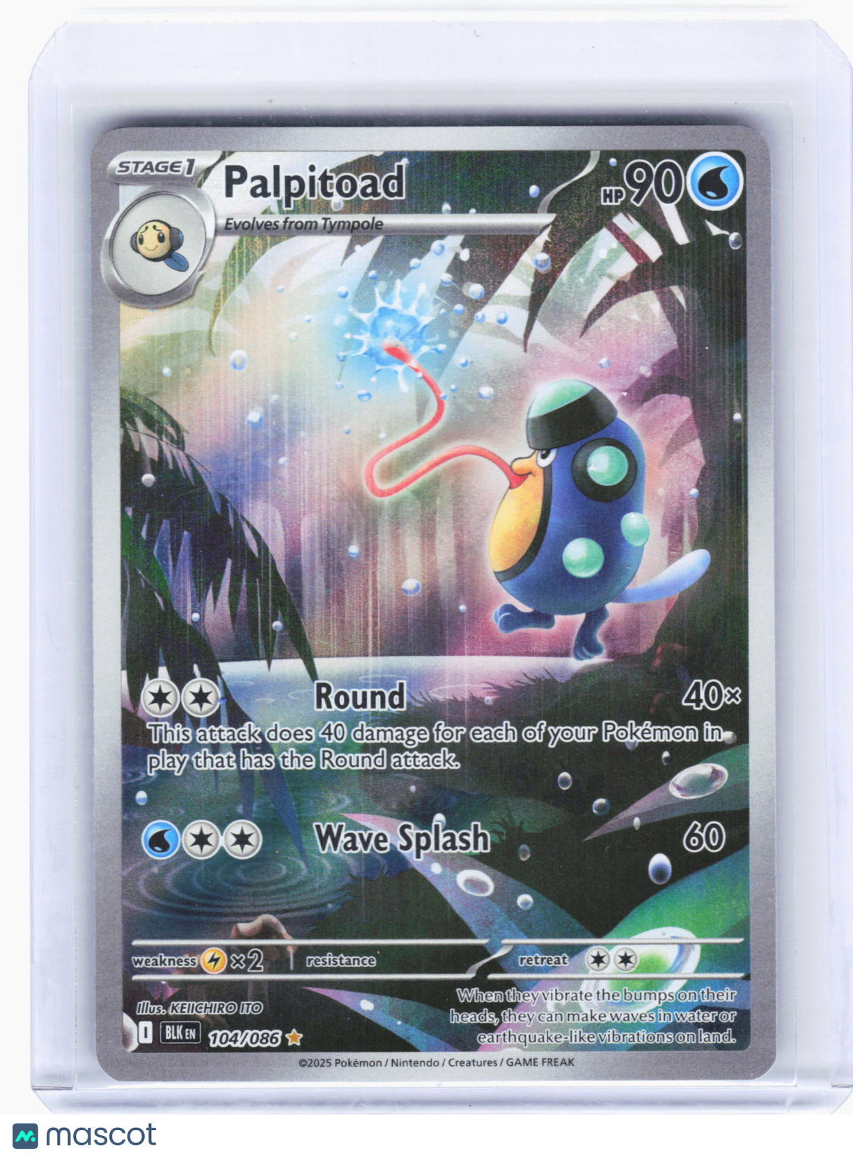 2025 Pokemon—Palpitoad #104/086 Black Bolt—Illustration Rare Foil