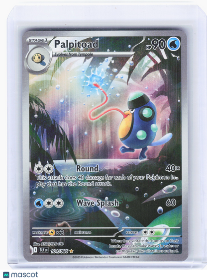 2025 Pokemon—Palpitoad #104/086 Black Bolt—Illustration Rare Foil