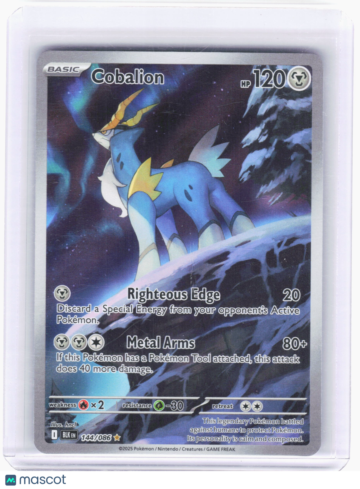 2025 Pokemon—Cobalion #144/086 Black Bolt—Illustration Rare Foil