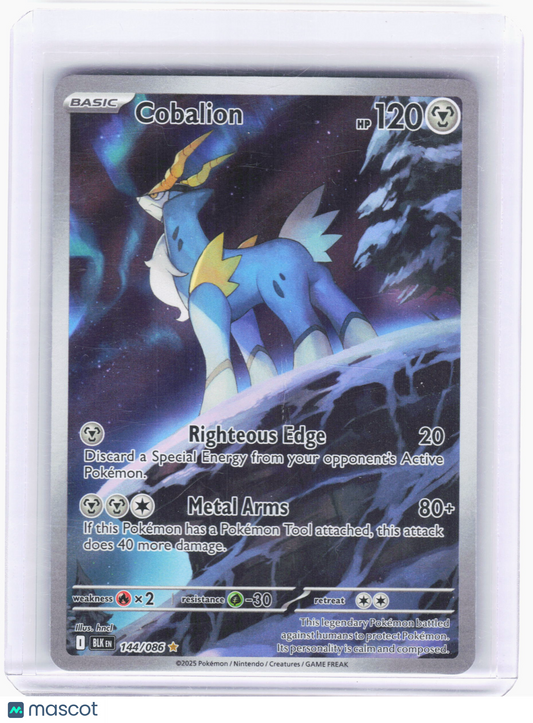 2025 Pokemon—Cobalion #144/086 Black Bolt—Illustration Rare Foil