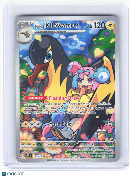 2025 Pokemon—Iono's Kilowattrel #163/159 Journey Together—Illustration Rare Foil