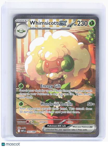 2025 Pokemon—Whimsicott ex #165/086 White Flare—Special Illustration Rare Holo