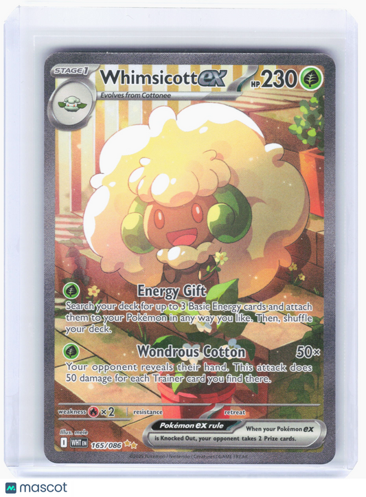 2025 Pokemon—Whimsicott ex #165/086 White Flare—Special Illustration Rare Holo