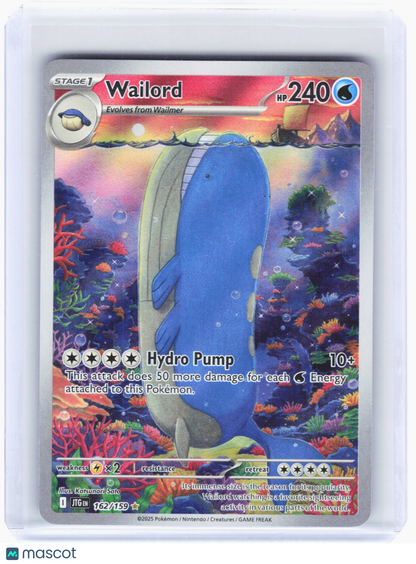 2025 Pokemon—Wailord #162/159 Journey Together—Illustration Rare Foil