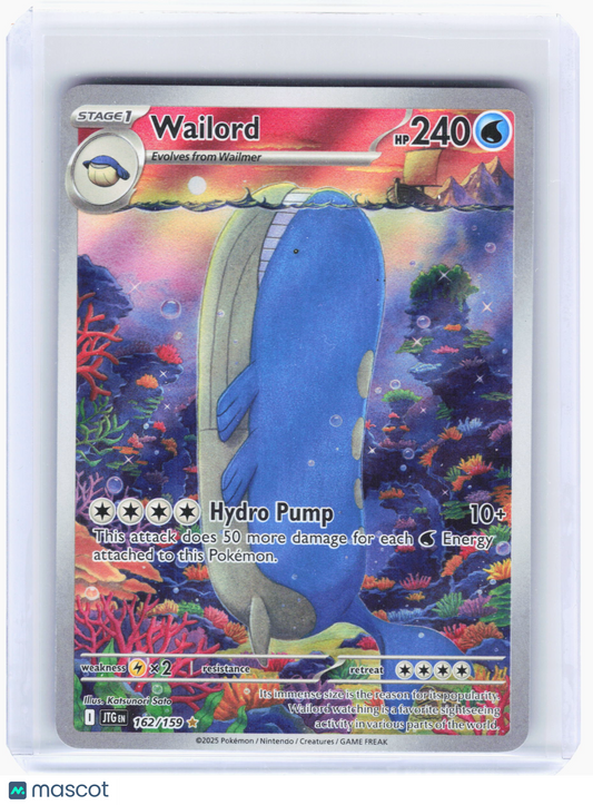 2025 Pokemon—Wailord #162/159 Journey Together—Illustration Rare Foil