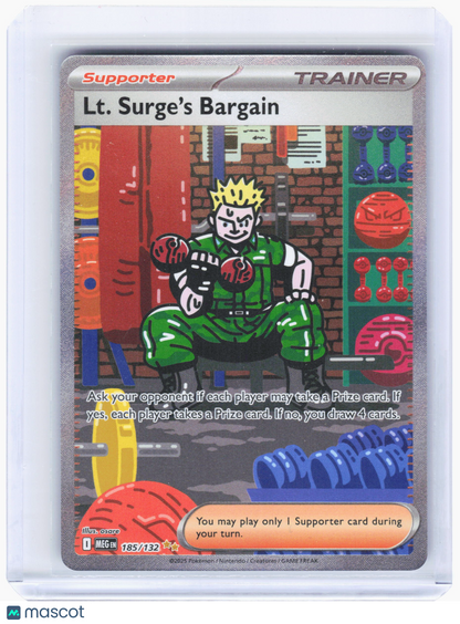 2025 Pokemon—Lt. Surge's Bargain #185/132 Mega Evolution—SIR Holo