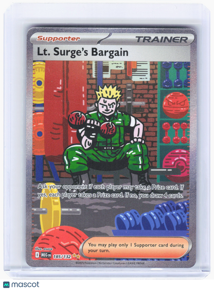 2025 Pokemon—Lt. Surge's Bargain #185/132 Mega Evolution—SIR Holo