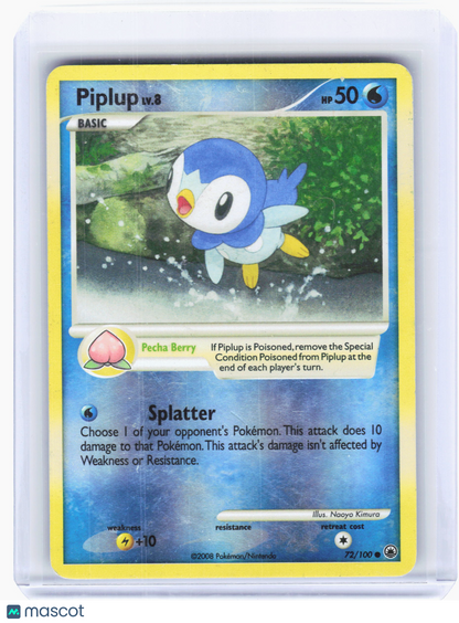 2008 Pokemon—Piplup #72/100 Majestic Dawn—Reverse Holo [Moderately Played]