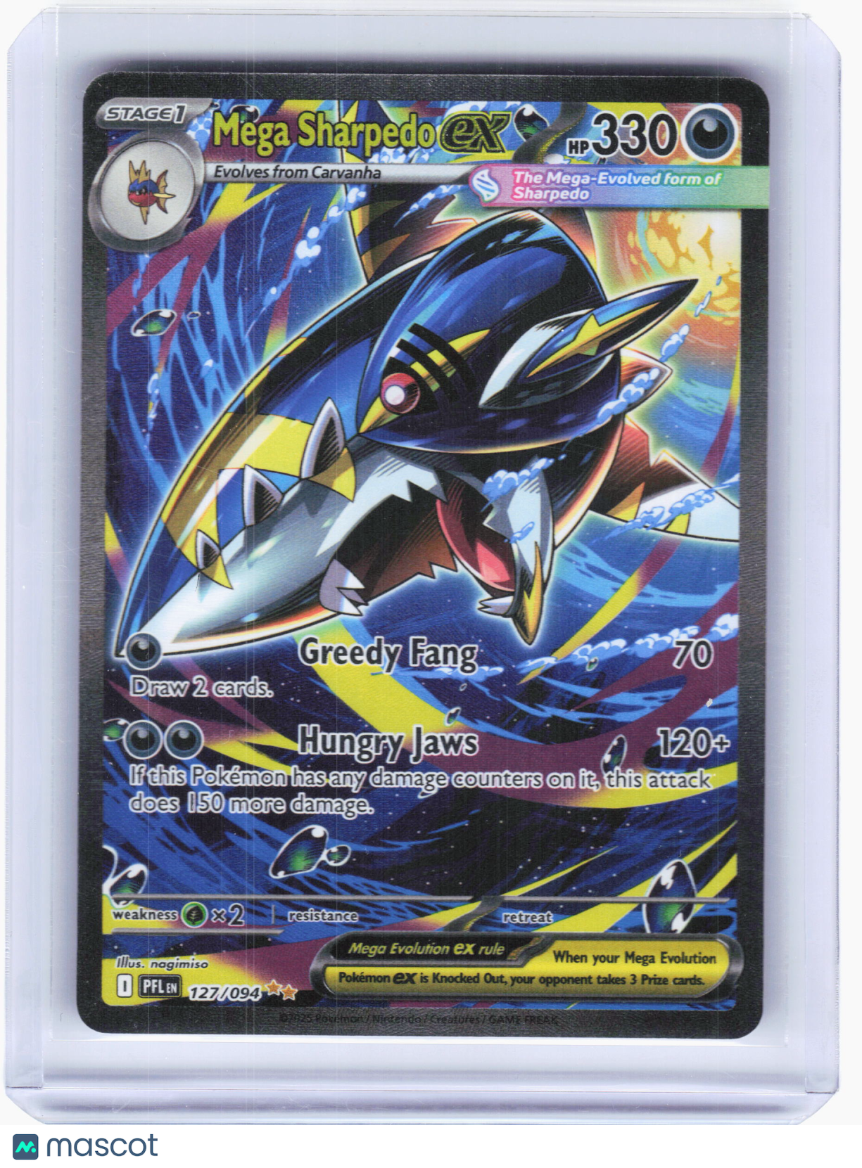 2025 Pokemon—Mega Sharpedo ex #127/94 Phantasmal Flames—SIR Holo