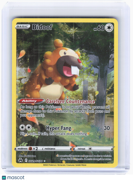 2023 Pokemon—Bidoof #GG29/GG70 Crown Zenith: Galarian Gallery—Ultra Rare Foil