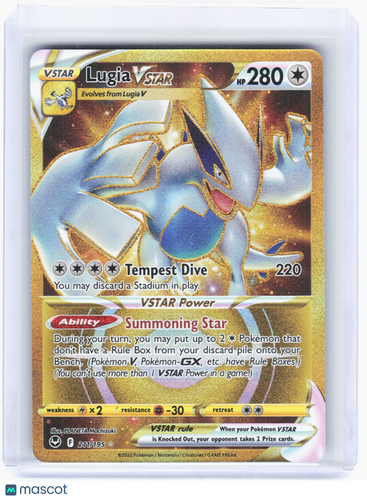 2022 Pokemon—Lugia VSTAR #211/195 Silver Tempest—Secret Rare Holo