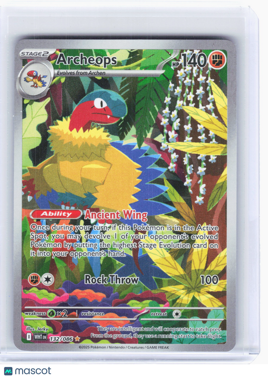 2025 Pokemon—Archeops #132/086 White Flare—Illustration Rare Foil