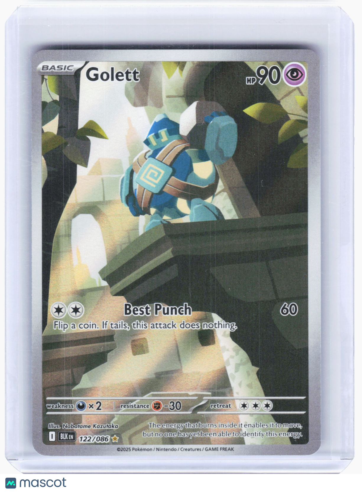 2025 Pokemon—Golett #122/086 Black Bolt—Illustration Rare Foil