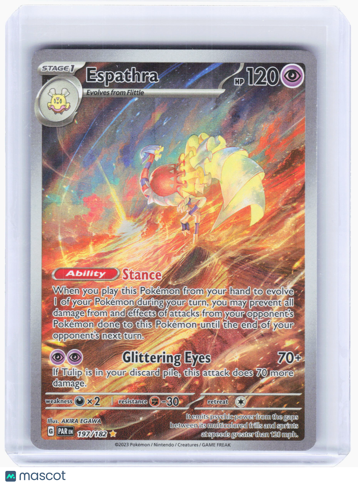 2023 Pokemon—Espathra #197/182 Paradox Rift—Illustration Rare Foil